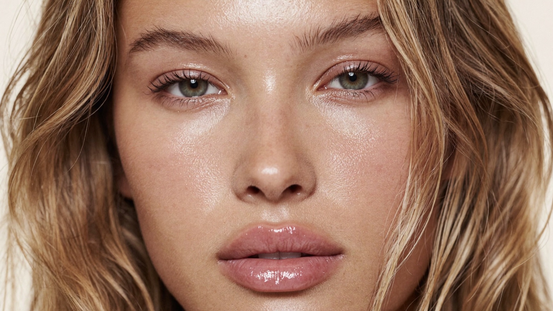 EREIS beauty editorial with luminous skin and soft lip color