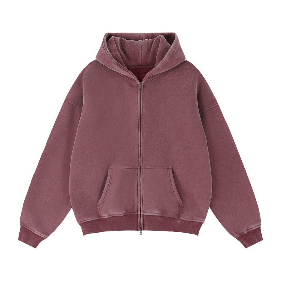 Zip-Through Boxy Fleece Hoodie