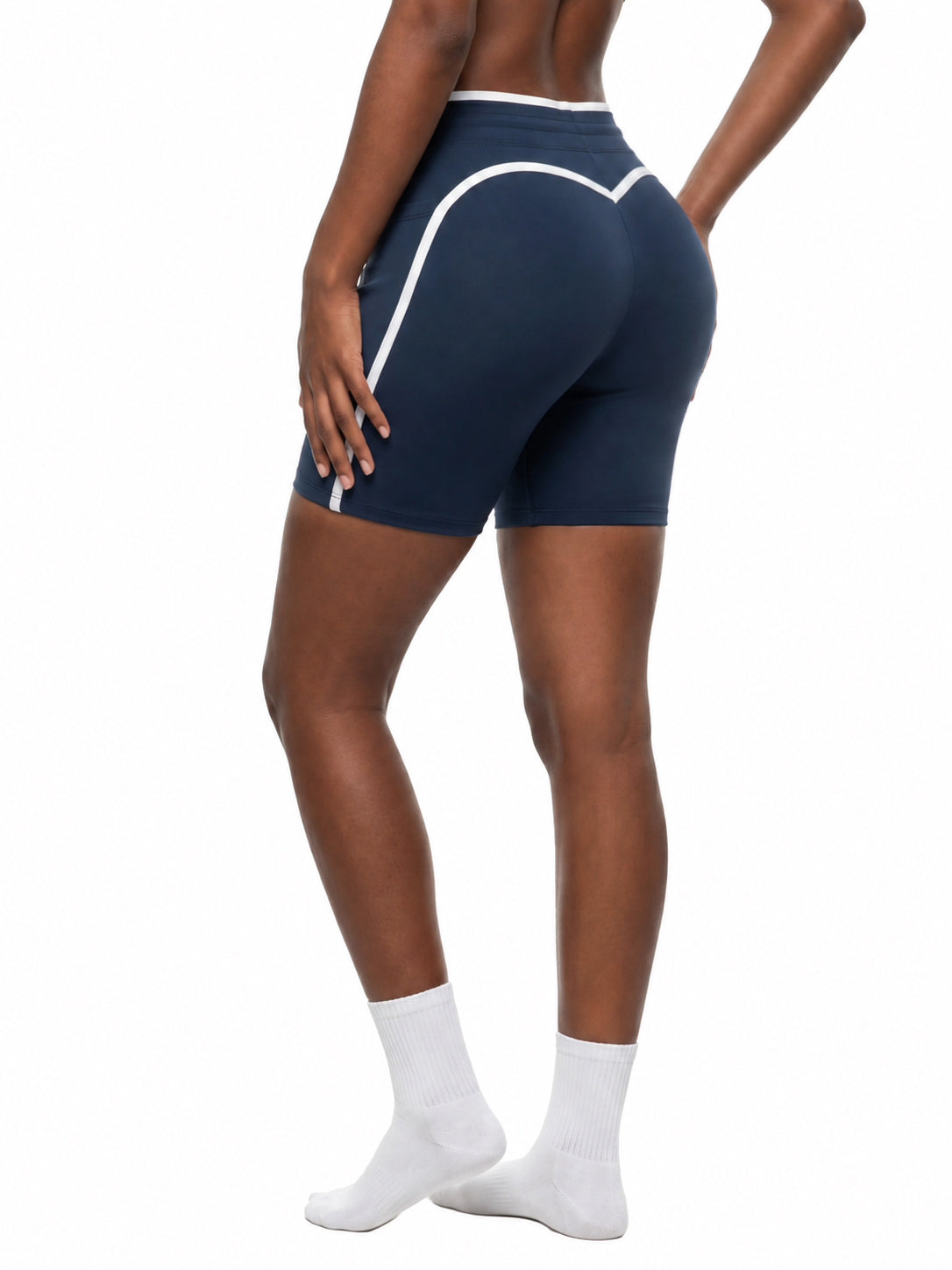 High Rise Color Block Yoga Shorts