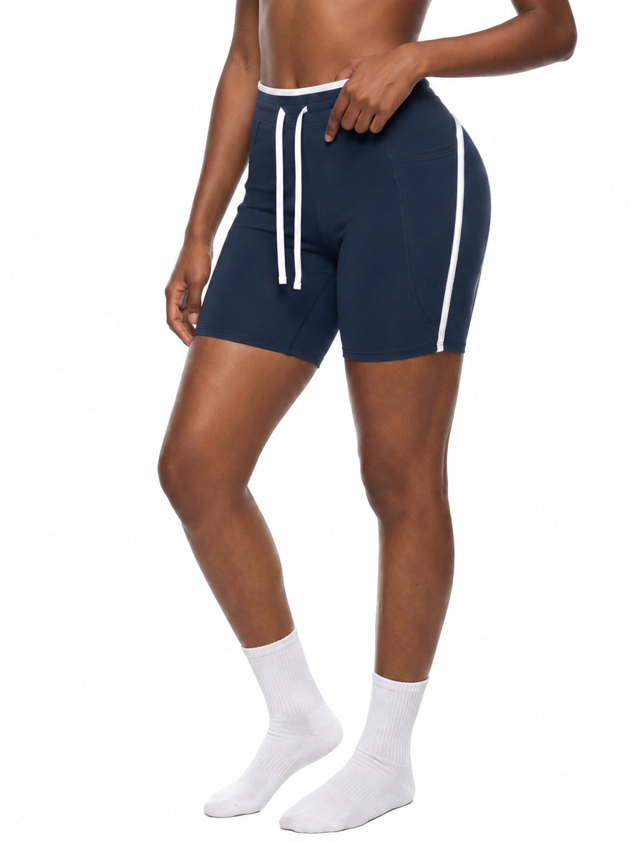 High Rise Color Block Yoga Shorts
